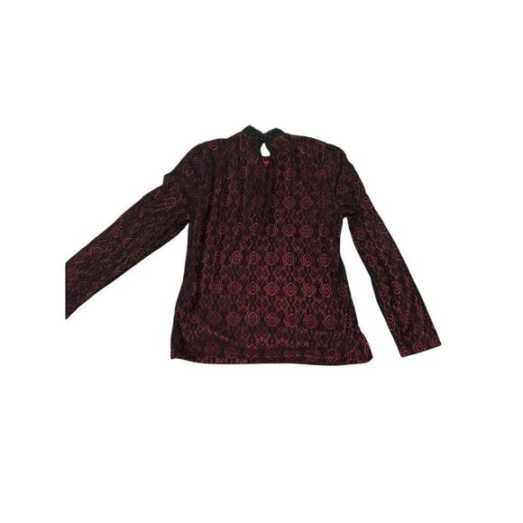 Feifei Women's M Black & Red Lace Blouse High Neck Party Top - Picture 2 of 7
